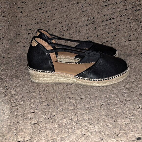 TONI PONS-Erla-Black Leather Strappy Espadrilles-Sz 38/7.5-Near Mint - Picture 5 of 8